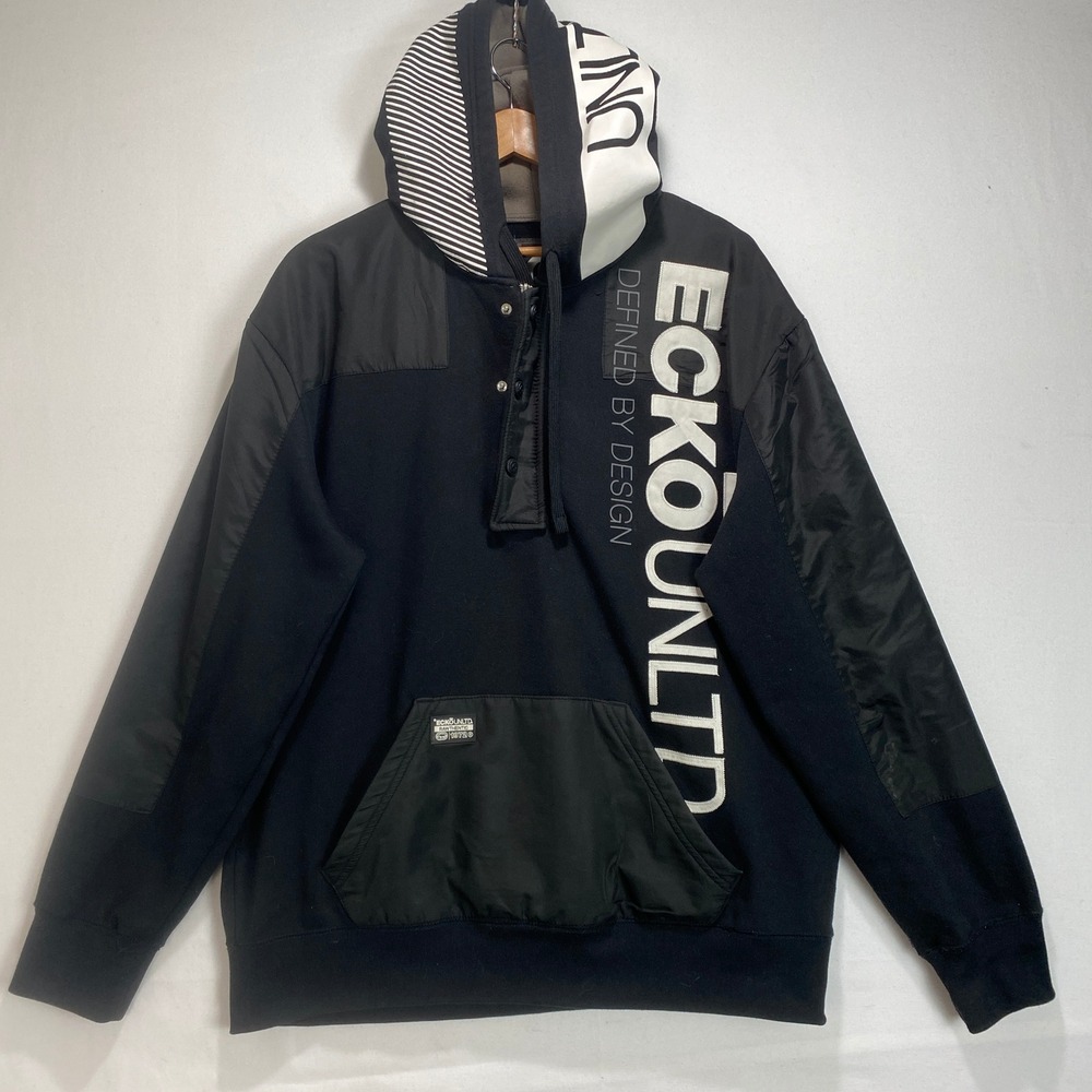 ECKO UNLTD Mens X‎ Large Black Hoodie Defined By Design Graphic Print Casual